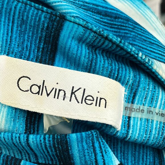 Calvin Klein Small S Turquoise Herringbone Stretch Knit Sleeveless Shell Top‎ - Picture 4 of 4